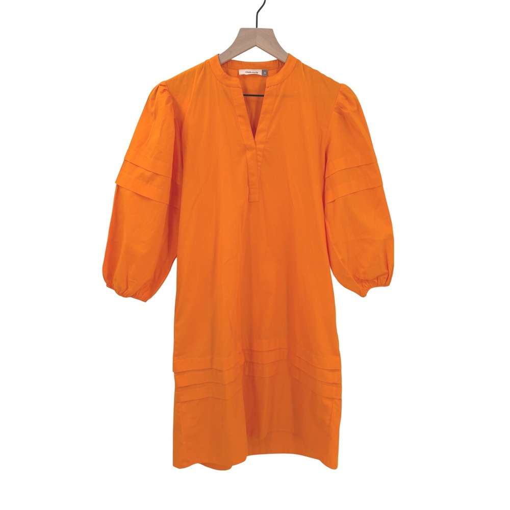 Maude Vivante Orange Cotton Puff Sleeve Dress Womens Small